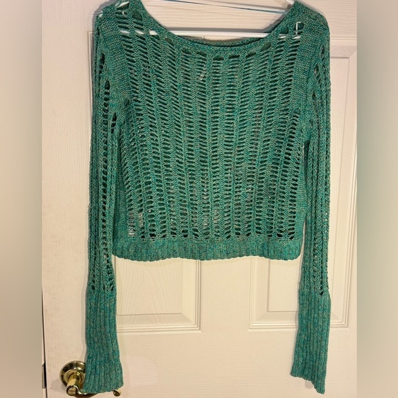 Free People Open Knit Cropped Sweater - Picture 4 of 12